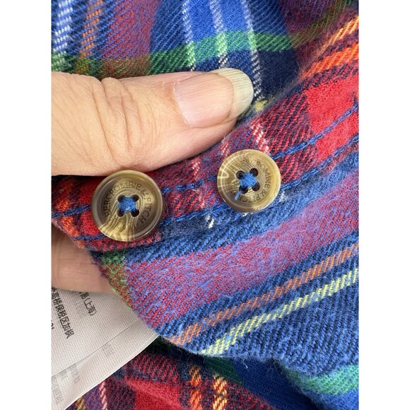 Abercrombie Fitch Shirt Mens XL Blue Red Plaid Muscle Fit Flannel Heavy Y2K Gorp - Picture 8 of 11